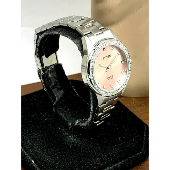 Citizen Women\'s Watch ER0220-60X Pink Dial 30mm Silver Tone Stainless Steel Set